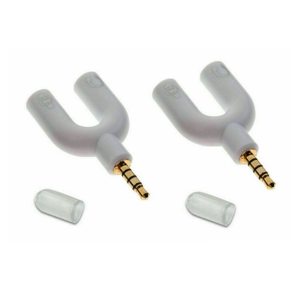 Sanoxy 2-Pack 3.5mm Stereo Audio Male To 2 Female Headphone Splitter Cable Adapter white PPT-194126245238-white
